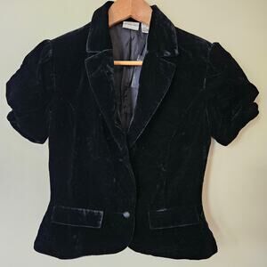 Vintage Women's Velvet Blazer, Size 4 Short Sleeve Jacket Y2K Whimsygoth
